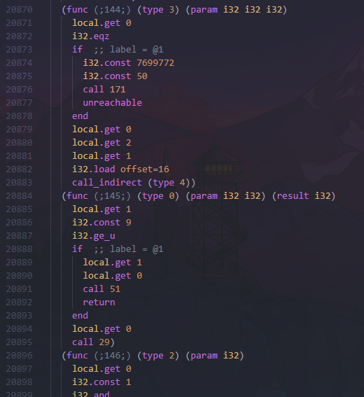 Inspecting a .wasm file showing obfuscated Rust code with hidden credentials and payload